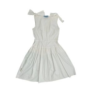 Gorgeous cotton Prada White swing Dress with Bow Accent EUC stunning